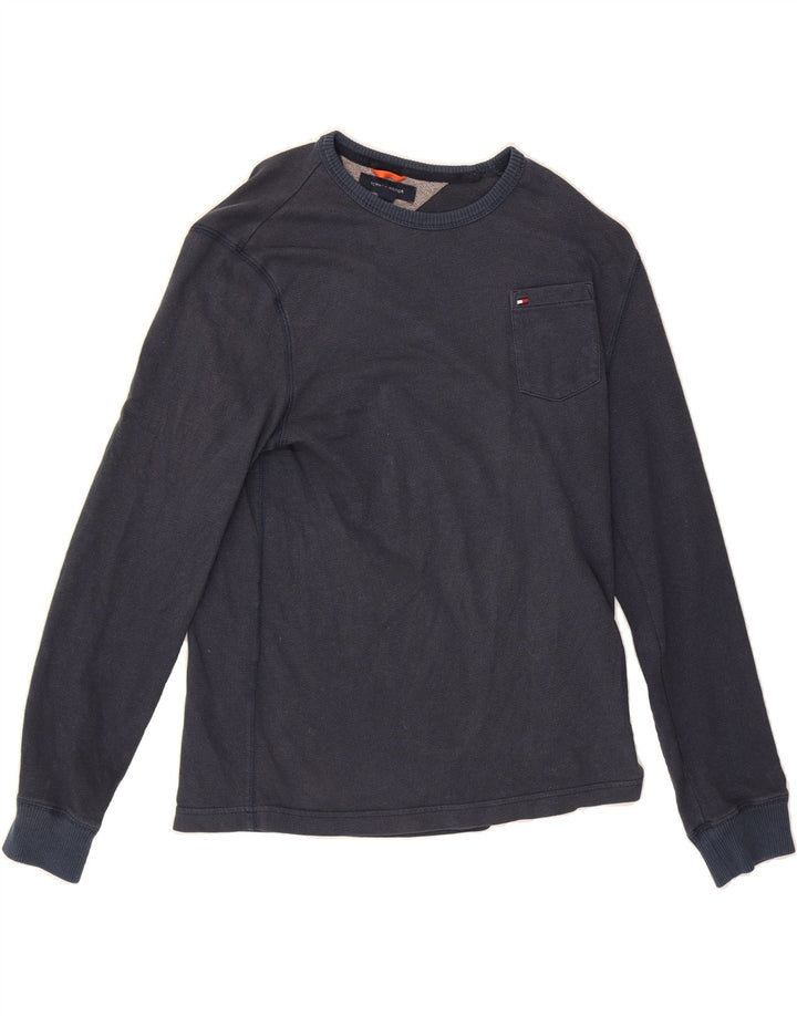 TOMMY HILFIGER Mens Top Long Sleeve Medium Navy Blue Polyester Vintage Tommy Hilfiger and Second-Hand Tommy Hilfiger from Messina Hembry 