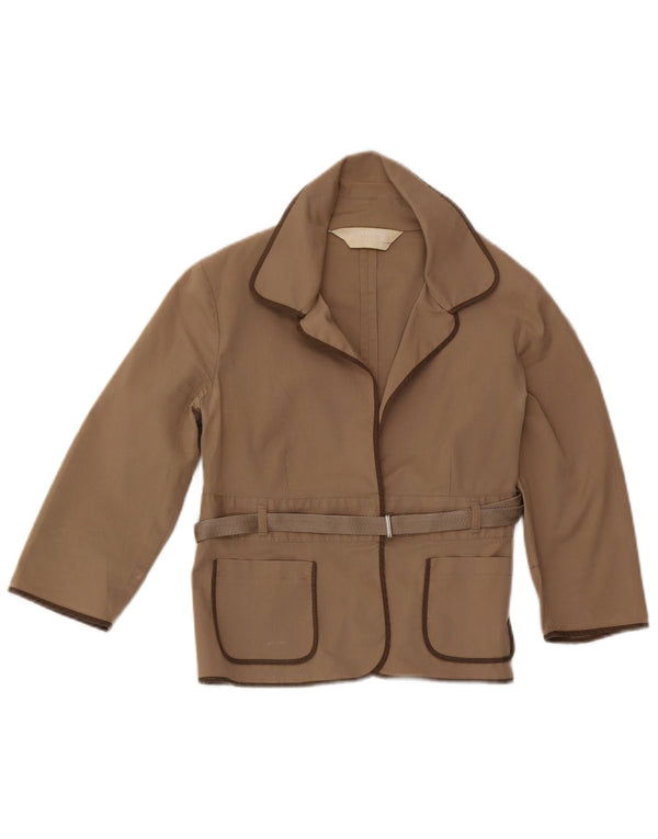 Max Mara γυναικείο σακάκι 3/4 μανίκι blazer UK 12 μεσαίο βαμβακερό μπεζ