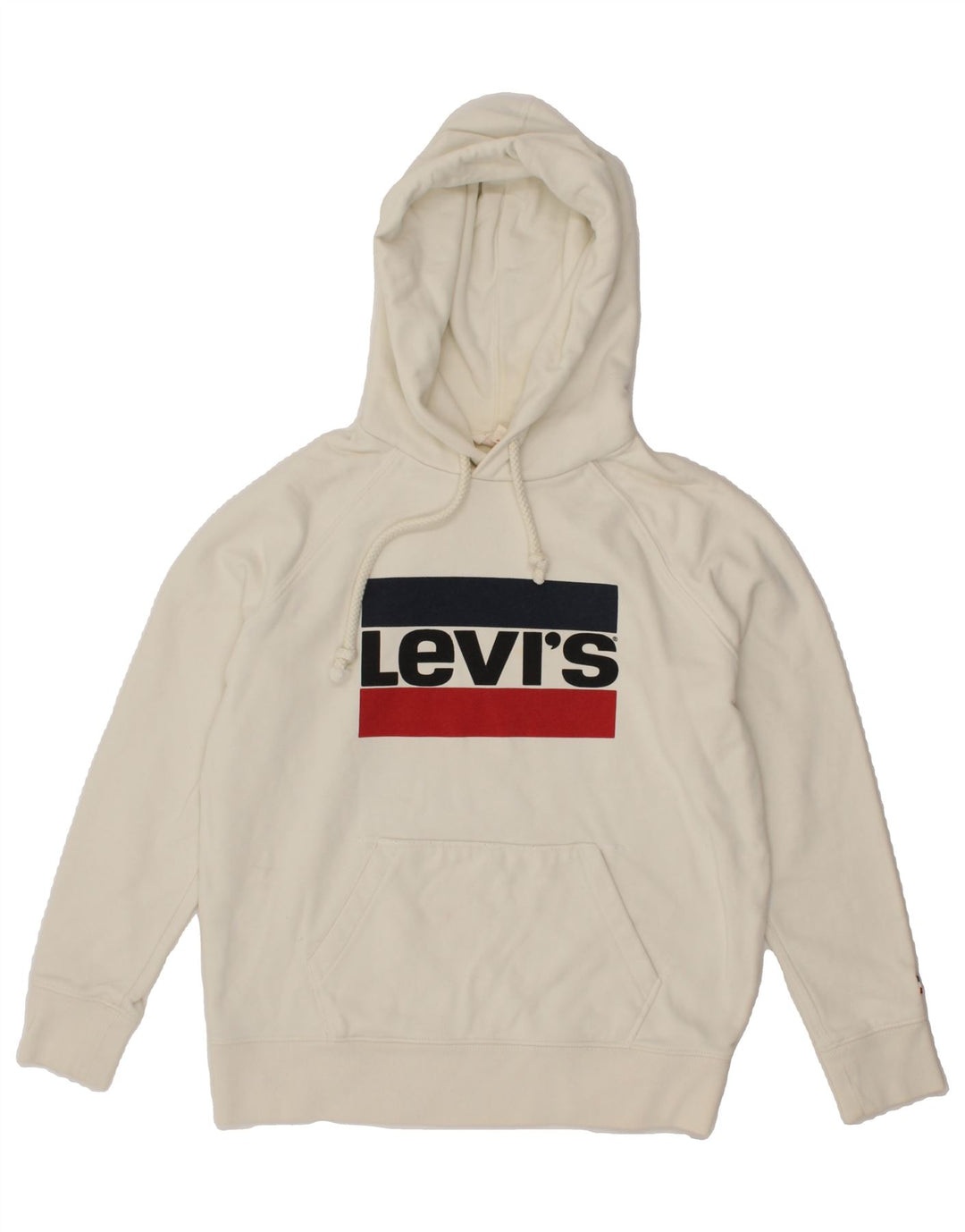 LEVI'S Womens Oversized Graphic Hoodie Jumper UK 10 Small Off White Vintage Levi's and Second-Hand Levi's from Messina Hembry 