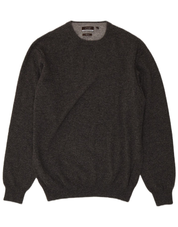 Ε.Β. Εταιρεία Ανδρικό πουλόβερ με λαιμόκοψη μεσαίου γκρι μαλλί Merino