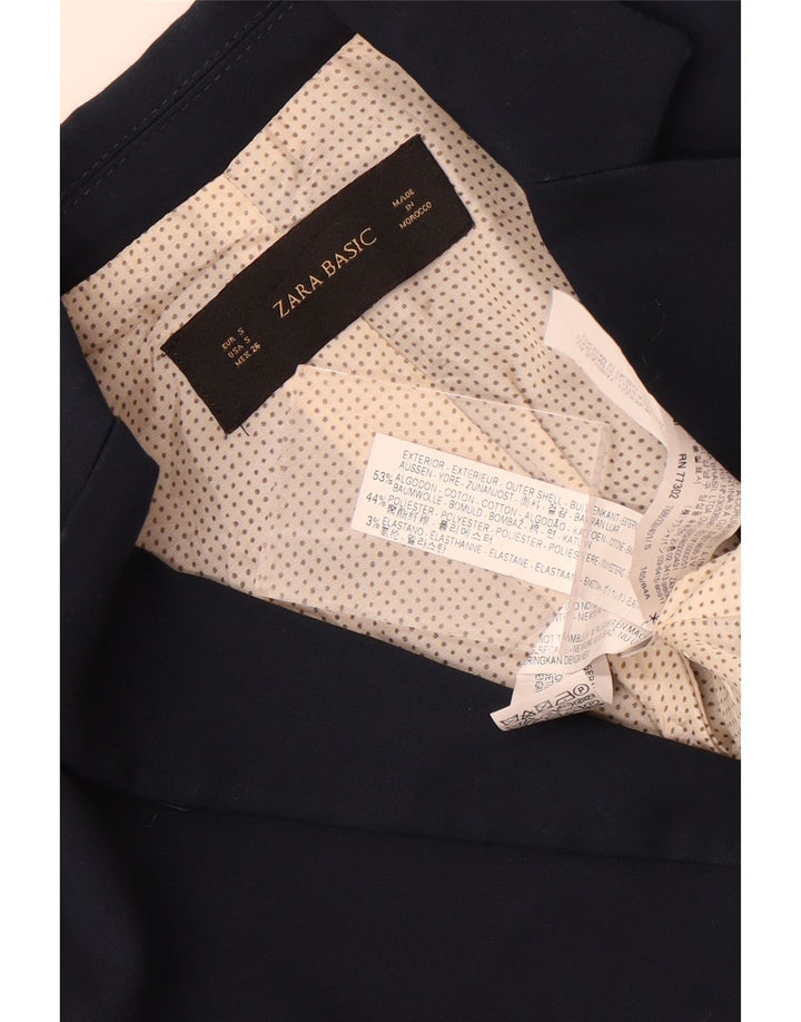 Zara Γυναικείο μπλέιζερ 1 κουμπιού μπουφάν UK 10 Small Navy Blue βαμβακερό