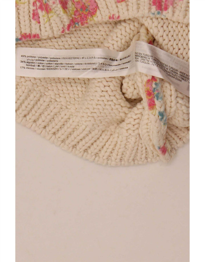 Zara Γυναικείο Crop Vest Tank Top UK 12 Medium White Floral Polyester