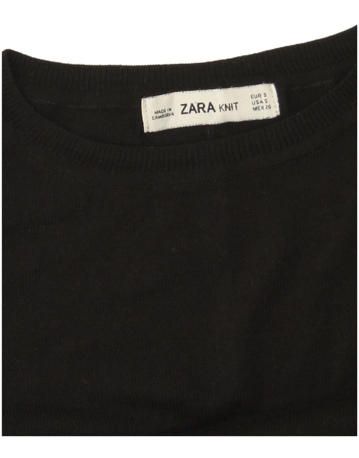 Zara Γυναικείο πουλόβερ με λαιμόκοψη μεγάλου μεγέθους UK 10 Small μαύρο