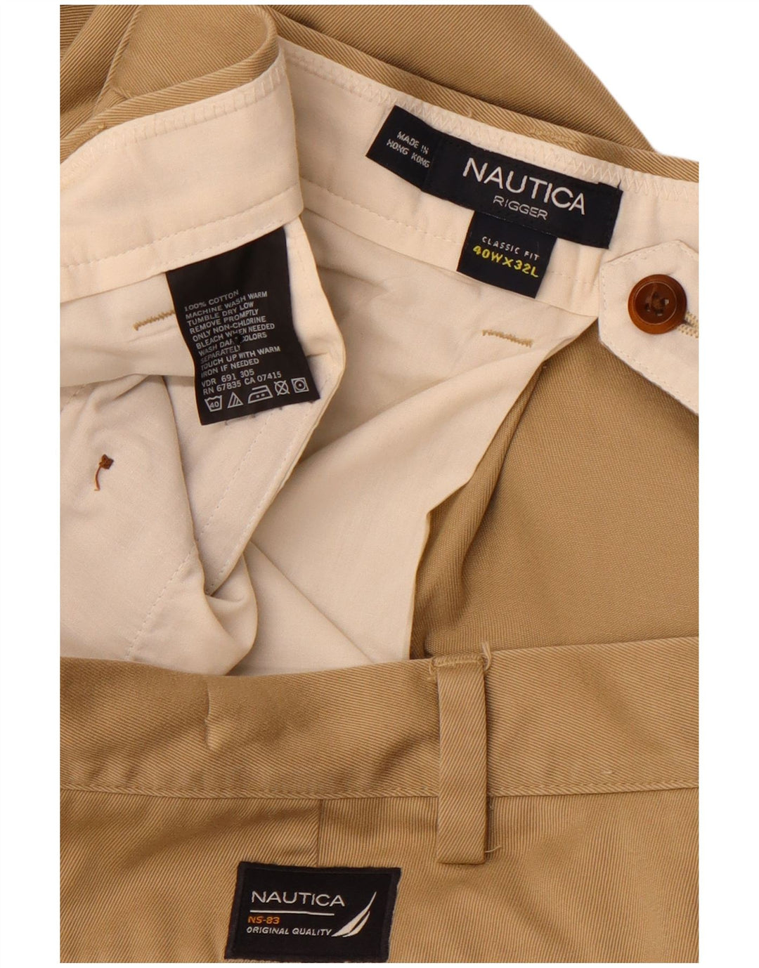 NAUTICA Ανδρικό παντελόνι Chino Rigger Classic Fit W40 L32 Μπεζ βαμβακερό