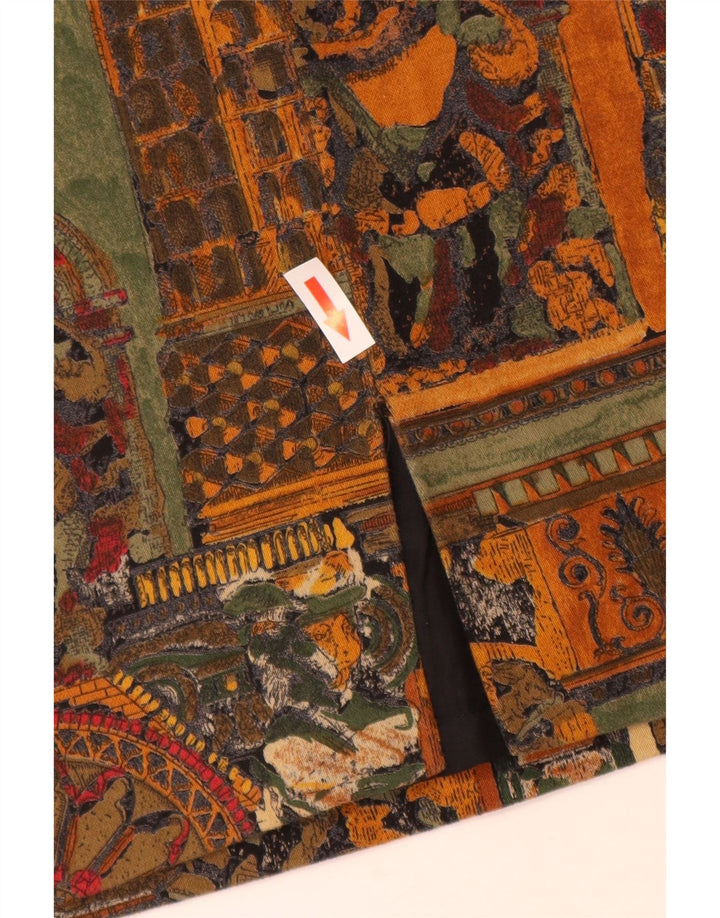 VINTAGE Γυναικεία Pencil Φούστα W28 Μεσαίο Καφέ Γεωμετρικό Βαμβάκι