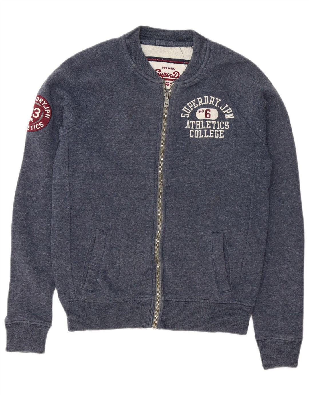 Superdry Ανδρική φόρμα φόρμας με γραφικές φόρμες, Μπουφάν από μεσαίο μπλε ναυτικό βαμβακερό