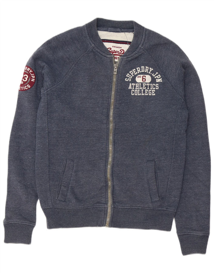 Superdry Ανδρική φόρμα φόρμας με γραφικές φόρμες, Μπουφάν από μεσαίο μπλε ναυτικό βαμβακερό