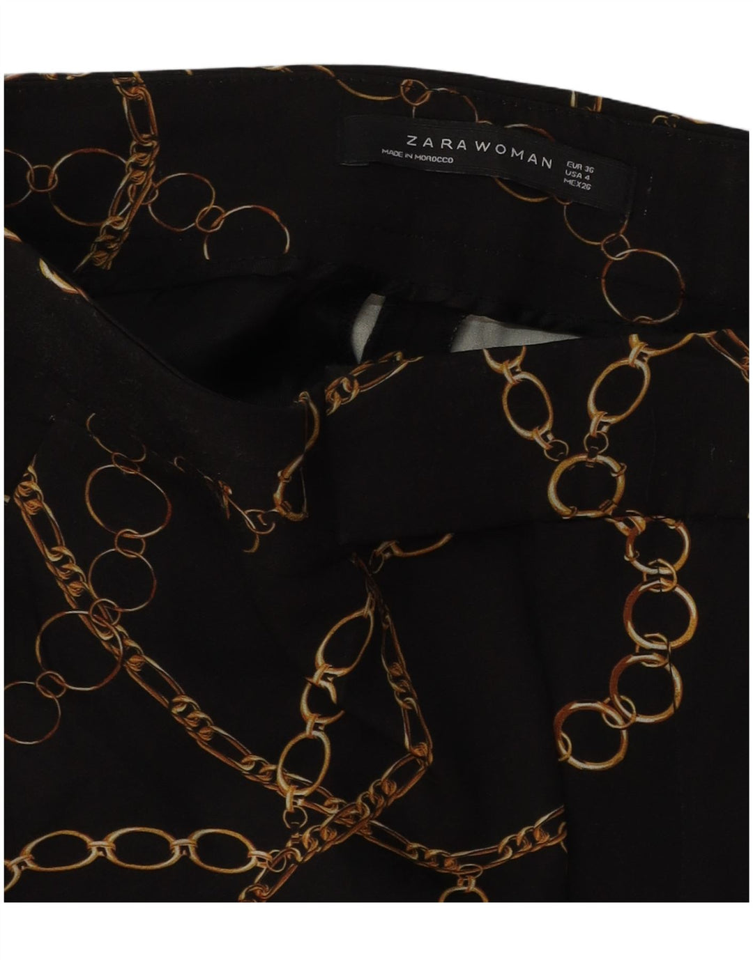 Γυναικείο ZARA Abstract Pattern Casual Παντελόνι EU 36 XS W26 L27 Μαύρο