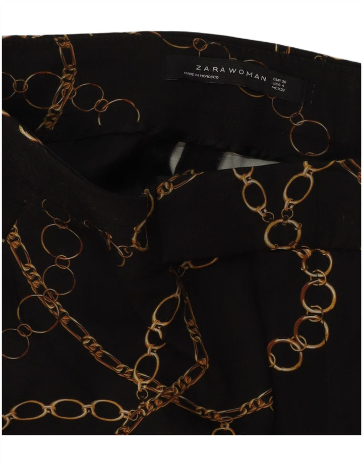 Γυναικείο ZARA Abstract Pattern Casual Παντελόνι EU 36 XS W26 L27 Μαύρο