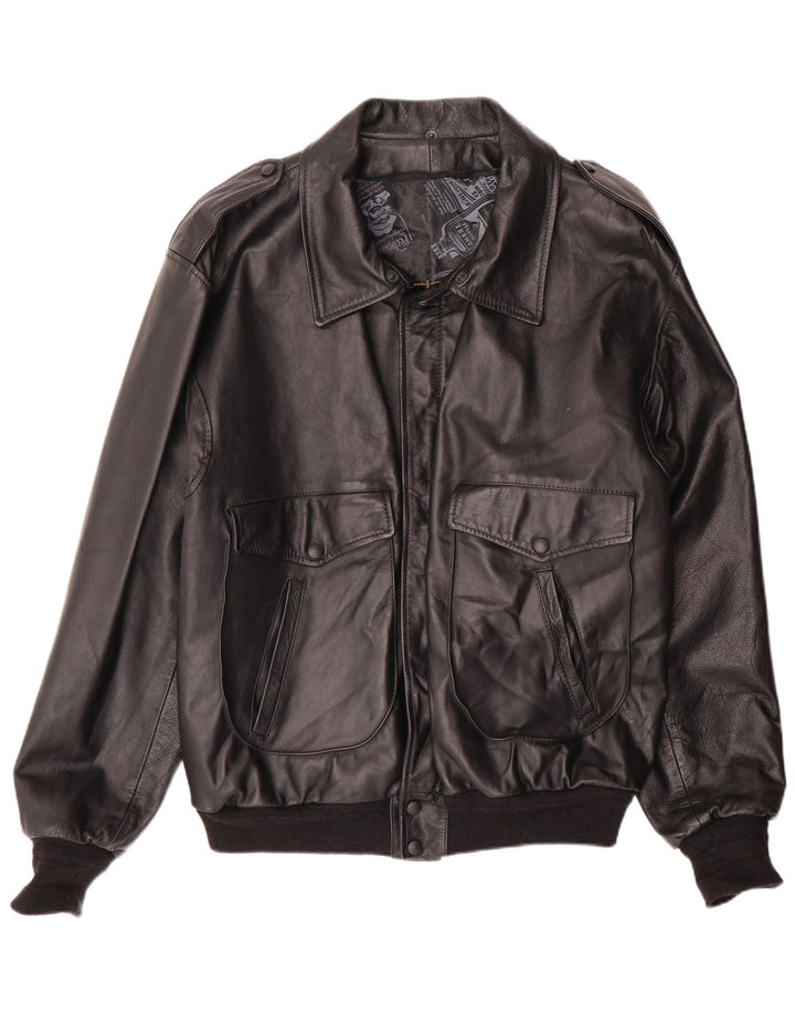 Vintage Ανδρικό Military Bomber Δερμάτινο μπουφάν UK 42 XL Μαύρο