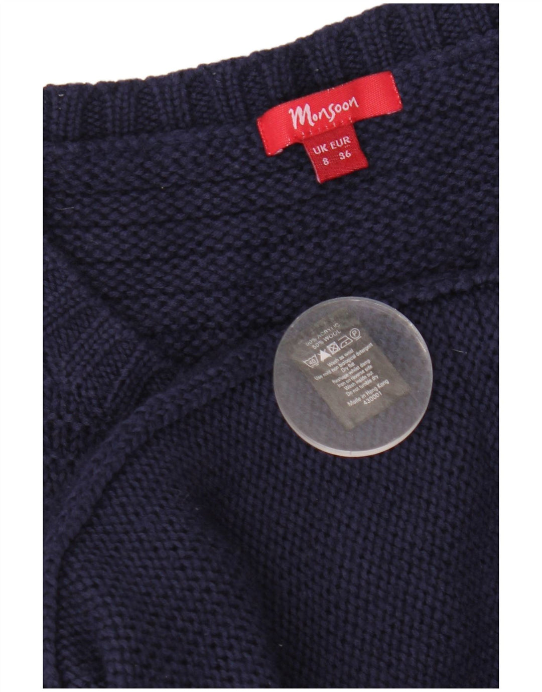 Γυναικείο πουλόβερ MONSOON Longline Cardigan UK 8 Small Navy Blue Acrylic