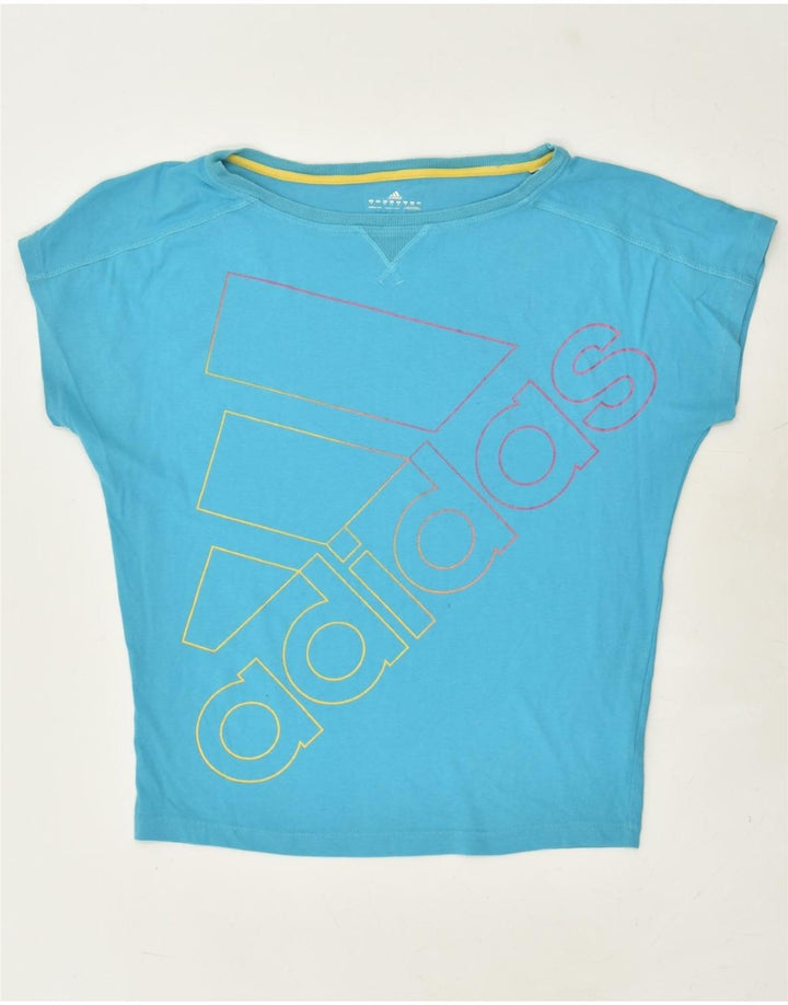 ADIDAS Womens Graphic T-Shirt Top UK 16 Large Blue Cotton | Vintage Adidas | Thrift | Second-Hand Adidas | Used Clothing | Messina Hembry 