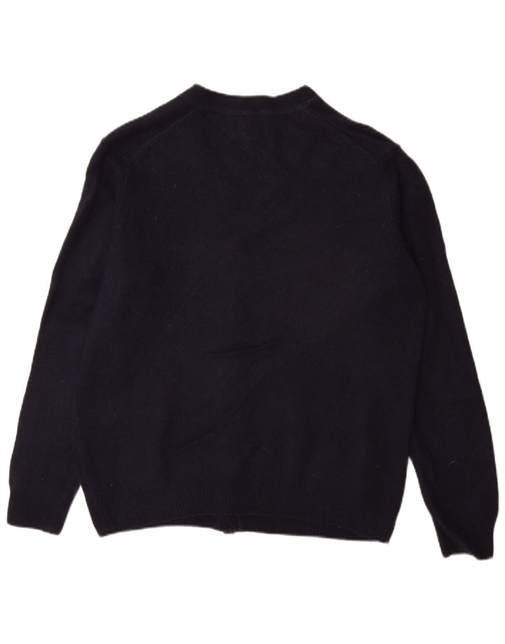 Ανδρικό πουλόβερ ζακέτα Marks & Spencer Medium Navy Blue Lambswool