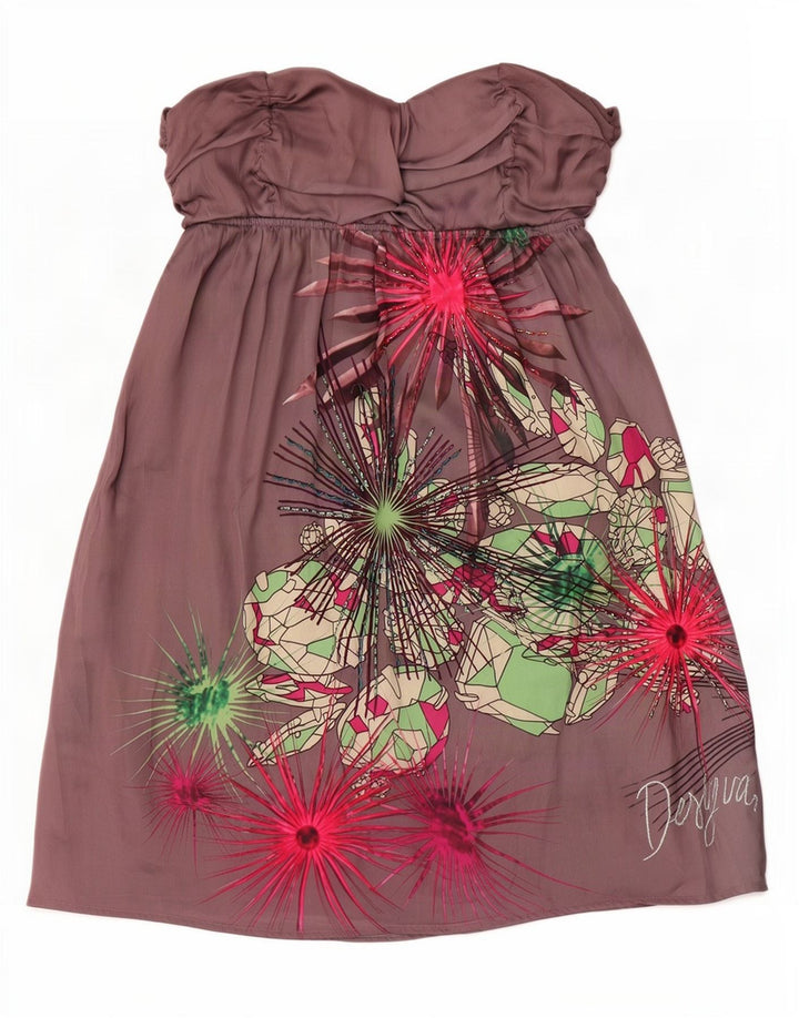 Desigual Γυναικείο Στράπλες Φόρεμα EU 38 Medium Grey Floral Polyester