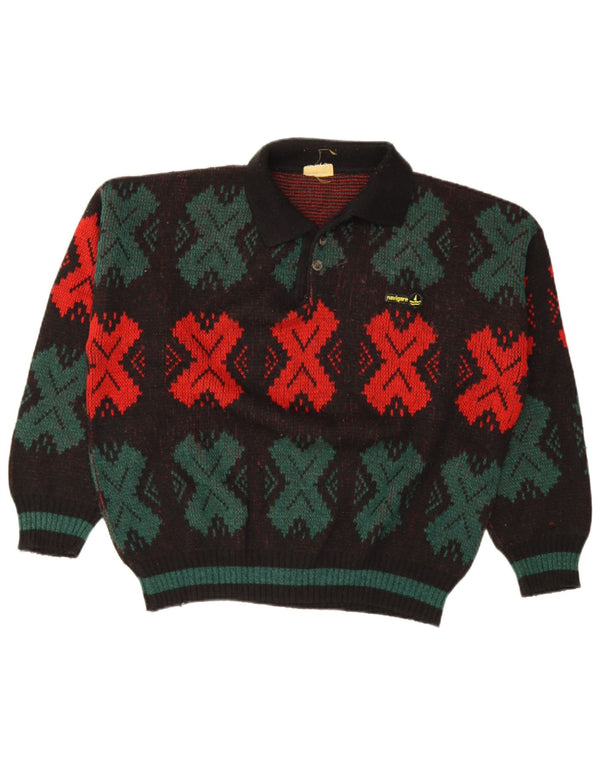 Ανδρικό πουλόβερ Navigare Polo Neck Jumper XL Black Fair Isle
