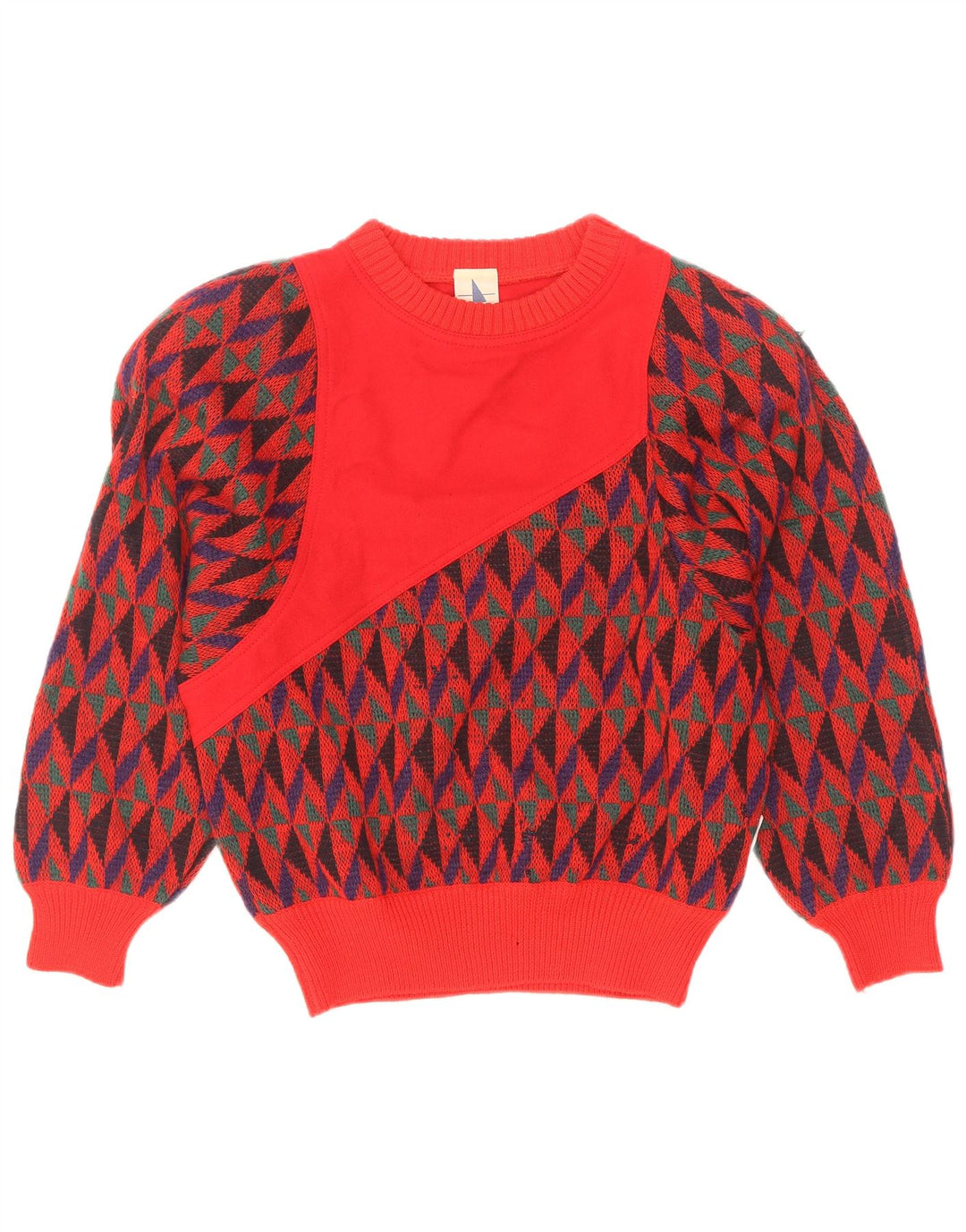 Γυναικείο Skipper's Boat Neck Jumper πουλόβερ IT 42 Μεσαίο κόκκινο γεωμετρικό μαλλί