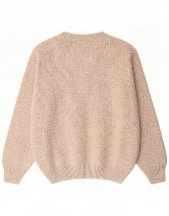 NEW LOOK Ανδρικό πουλόβερ με λαιμόκοψη Crew Medium Beige Argyle/Diamond Wool