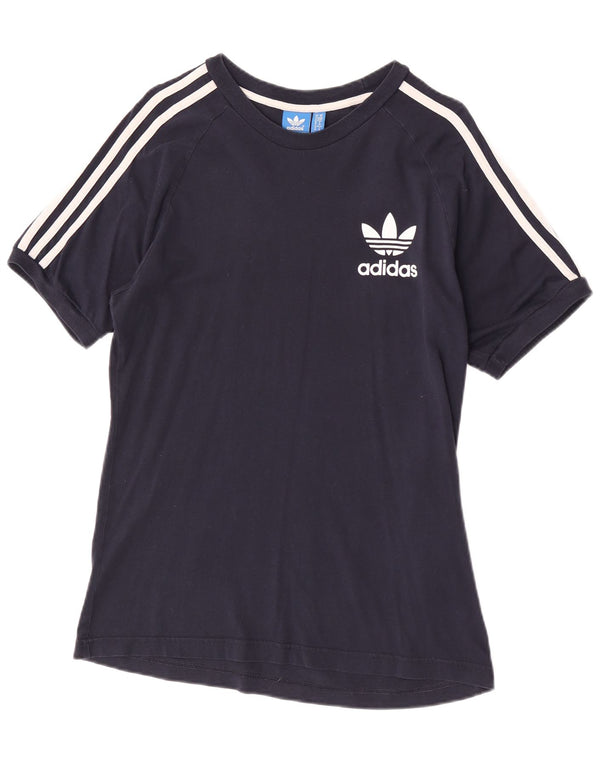Adidas Γυναικείο T-Shirt Top UK 14 Medium Navy Blue Cotton Sports