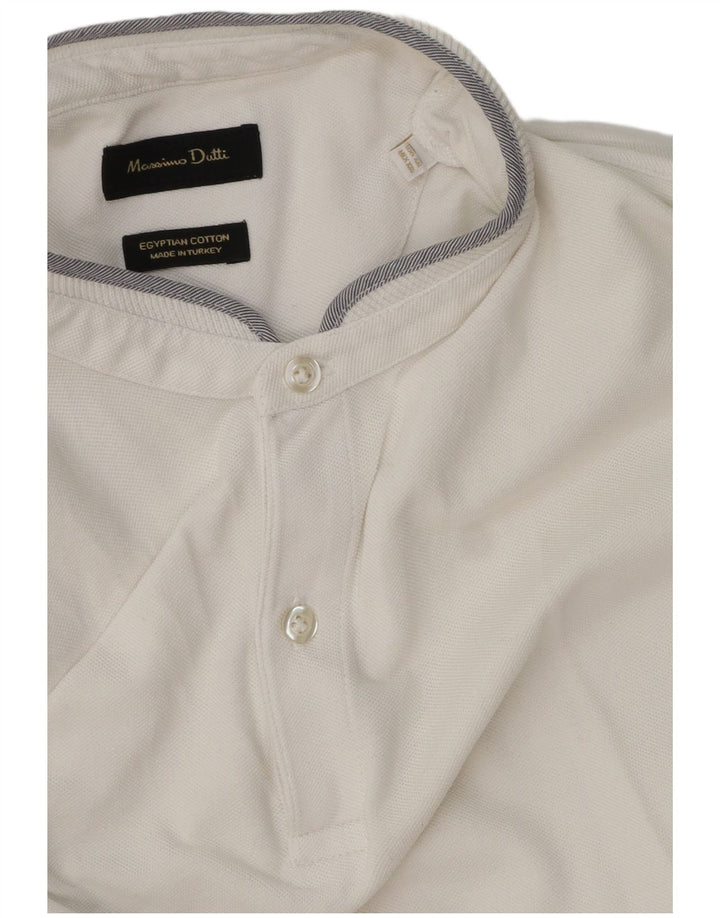 Massimo Dutti Ανδρικό Πόλο Μπλουζάκι 2XL Λευκό βαμβακερό