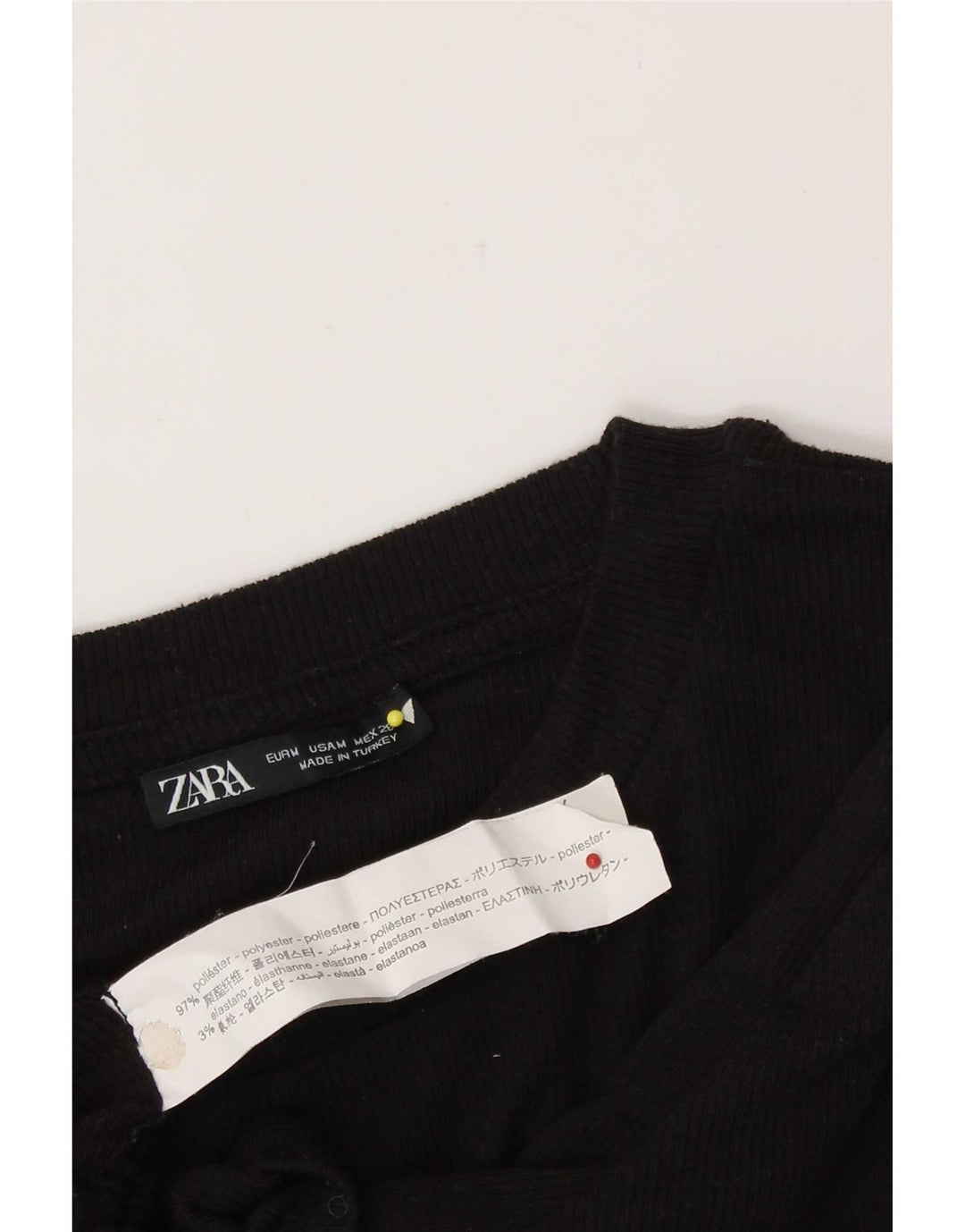 Zara Γυναικεία Μπλούζα Crop Top UK 12 Medium Black Polyester