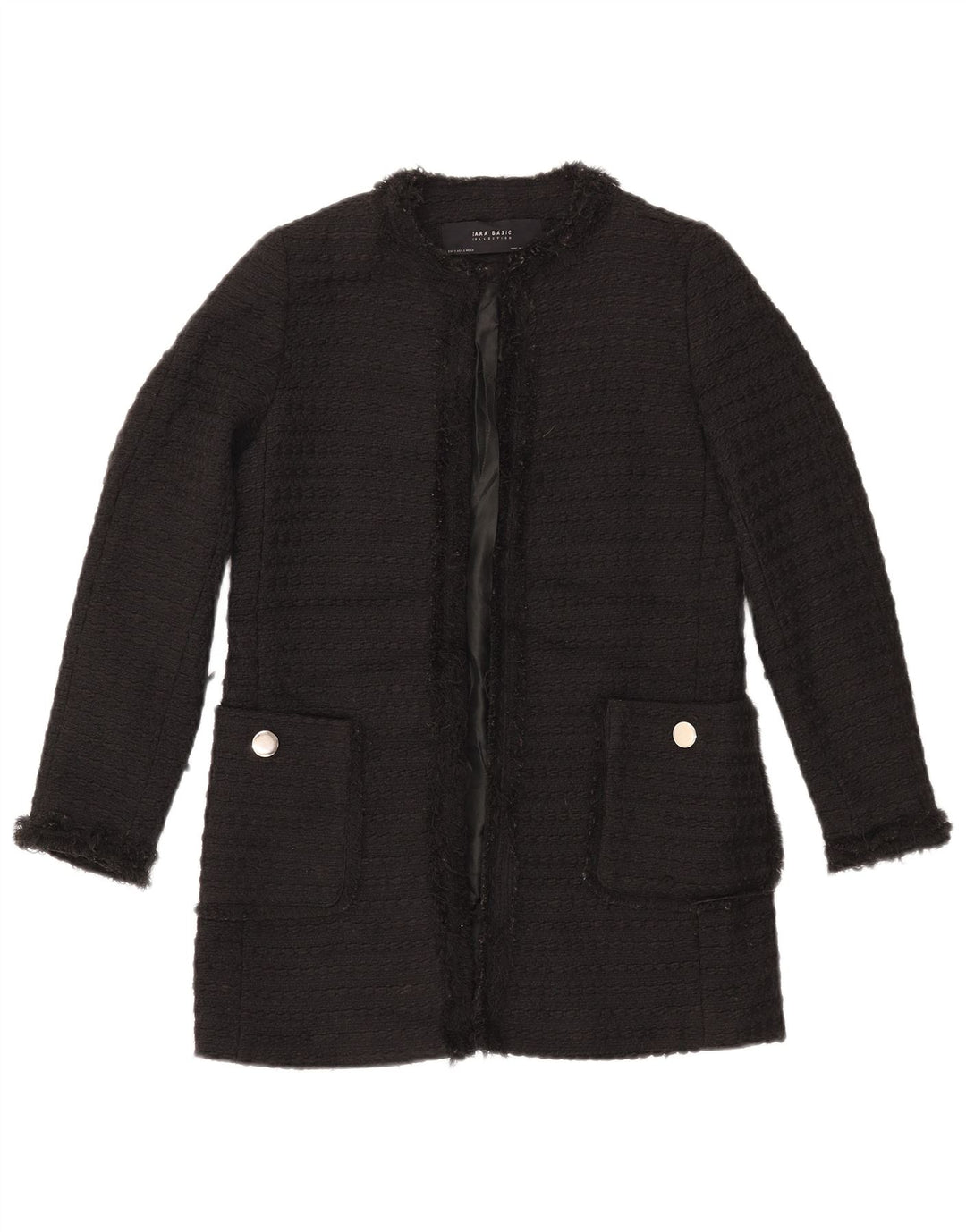 ZARA Γυναικείο Longline Open Blazer Jacket UK 10 Small Black Polyester