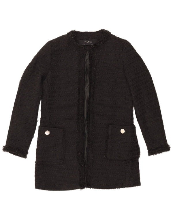 ZARA Γυναικείο Longline Open Blazer Jacket UK 10 Small Black Polyester