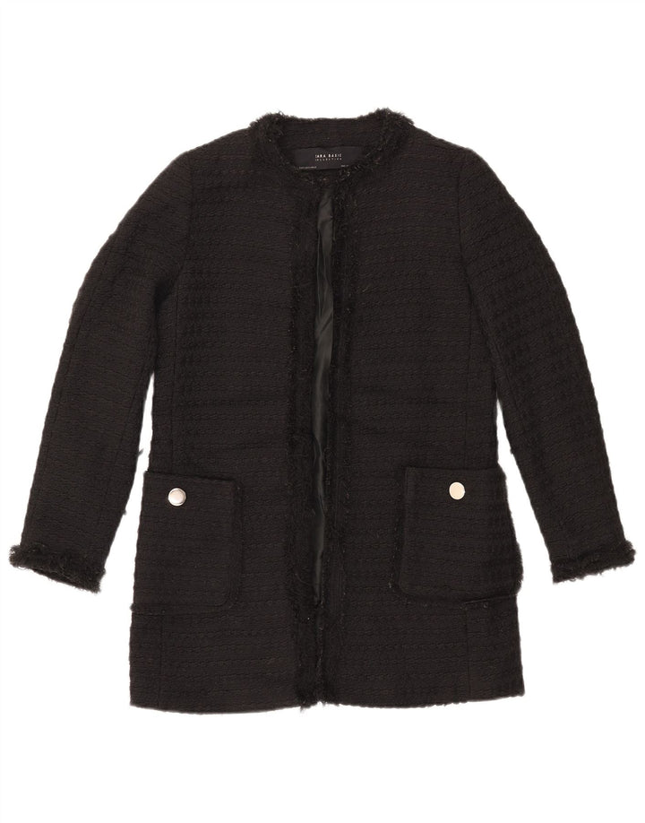 ZARA Γυναικείο Longline Open Blazer Jacket UK 10 Small Black Polyester
