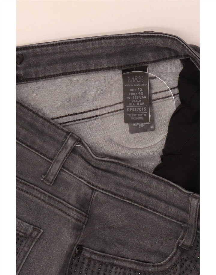 Marks & Spencer Γυναικεία ίσια τζιν UK 12 Medium W30 L29 Γκρι βαμβακερό