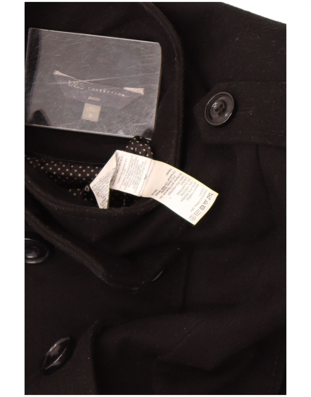 Marks & Spencer Γυναικείο Παλτό Petite Pea UK 10 Small Black Polyester