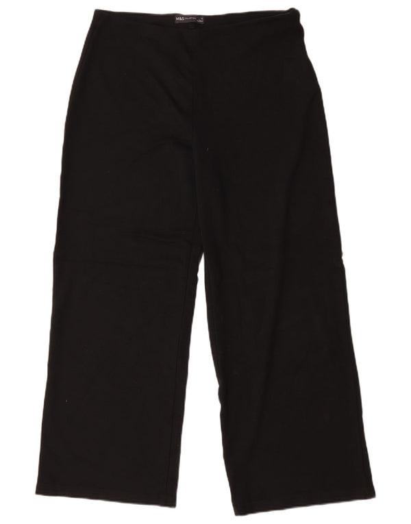 Marks & Spencer Γυναικείο φαρδύ παντελόνι casual UK 14 μεγάλο W32 L28 μαύρο