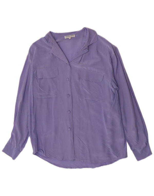 Vintage γυναικείο πουκάμισο μπλούζα UK 10 Small Purple Silk