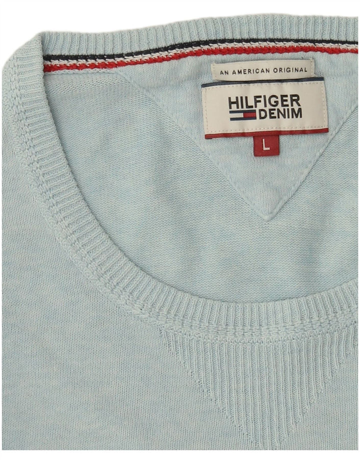 Tommy Hilfiger Ανδρικό πουλόβερ με λαιμόκοψη μεγάλο μπλε
