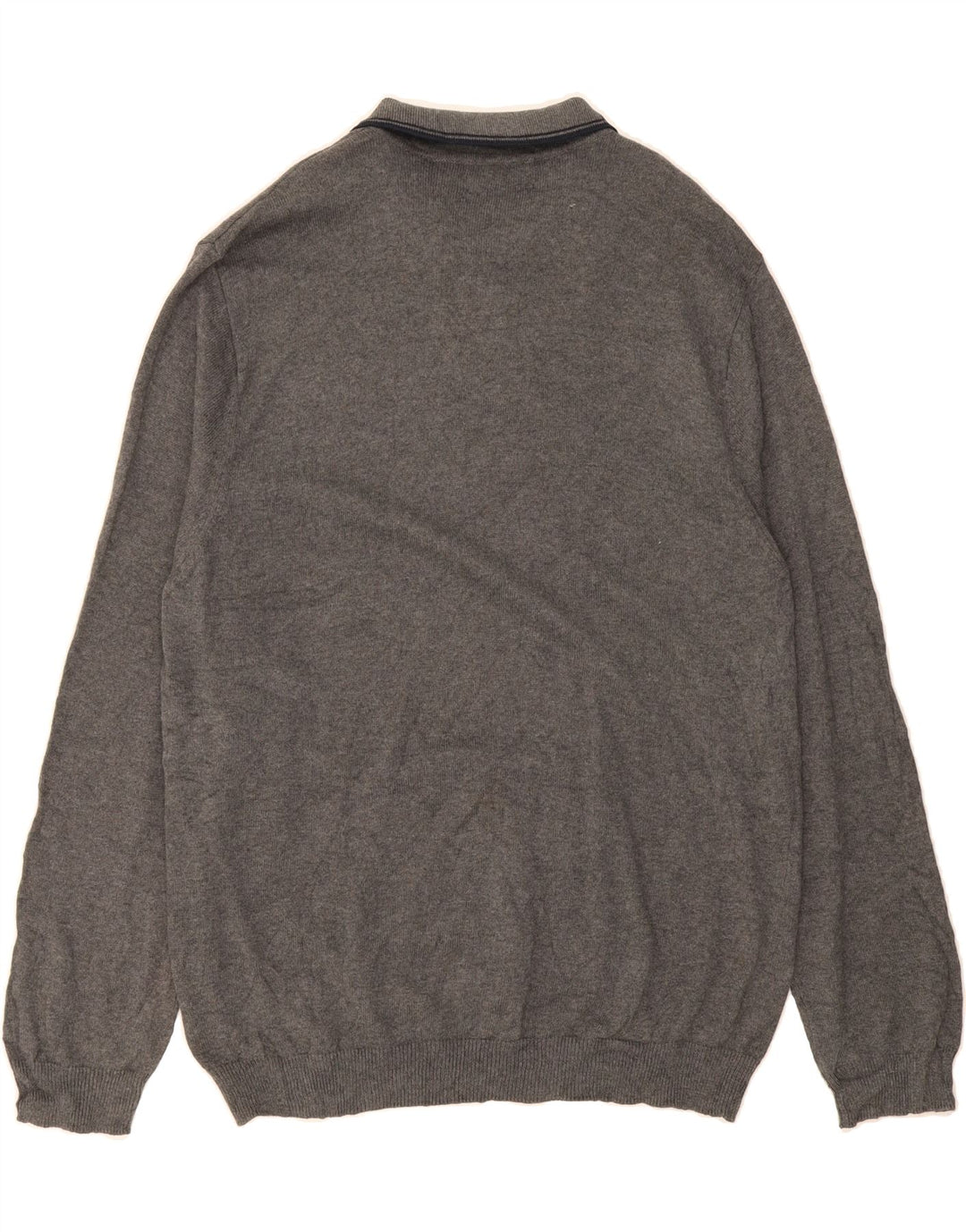 CHAPS Mens Polo Neck Jumper Sweater XL Grey Cotton Vintage Chaps and Second-Hand Chaps from Messina Hembry 