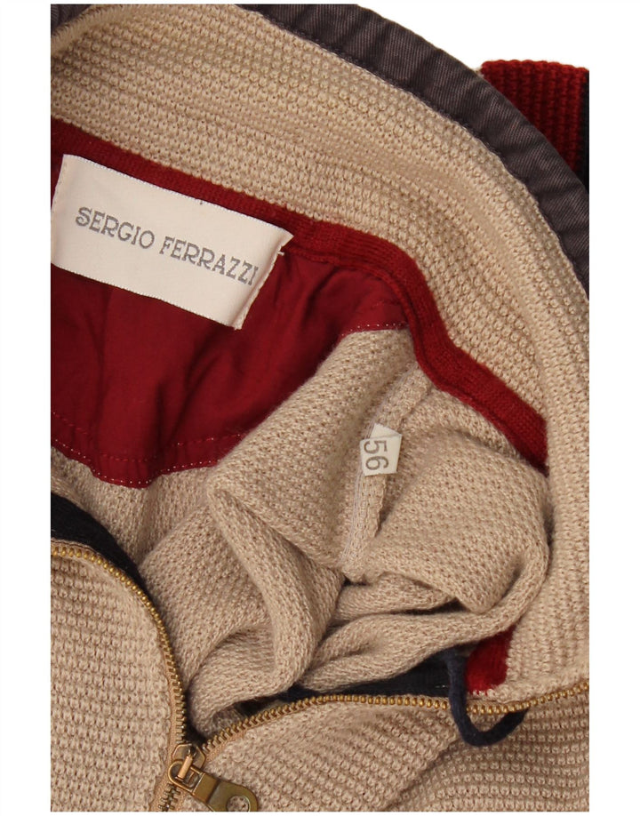 Vintage ανδρικό πουλόβερ με φερμουάρ IT 56 2XL Μπεζ χρώματος