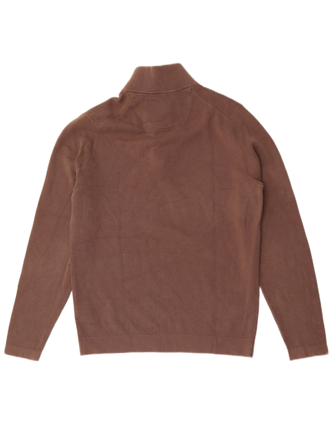 Ανδρικό πουλόβερ Massimo Dutti με φερμουάρ, μεγάλο καφέ βαμβακερό