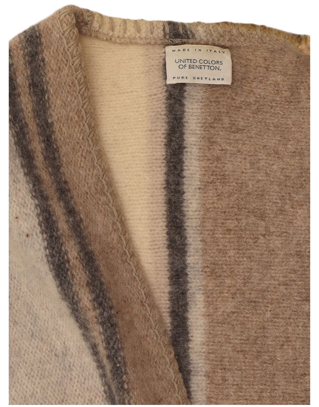 Γυναικείο αμάνικο πουλόβερ ζακέτα Benetton UK 16 Μεγάλο πολύχρωμο μαλλί