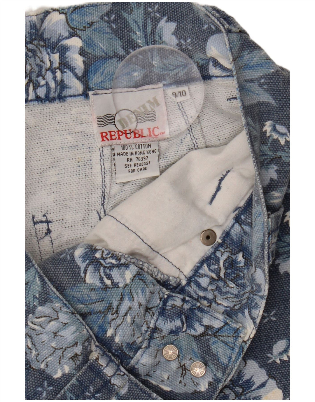 VINTAGE Κοριτσίστικο Ψηλόμεσο Τζιν σορτς 9-10 ετών W26 Navy Blue Floral