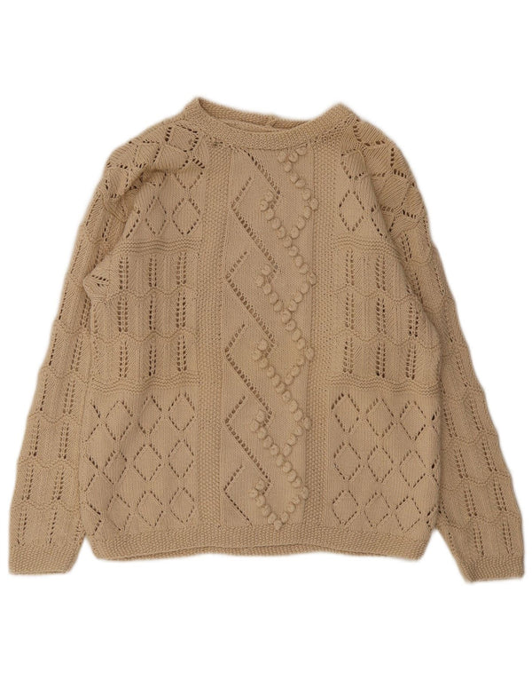 Vintage γυναικείο πουλόβερ με λαιμόκαυστο UK 14 Medium Beige