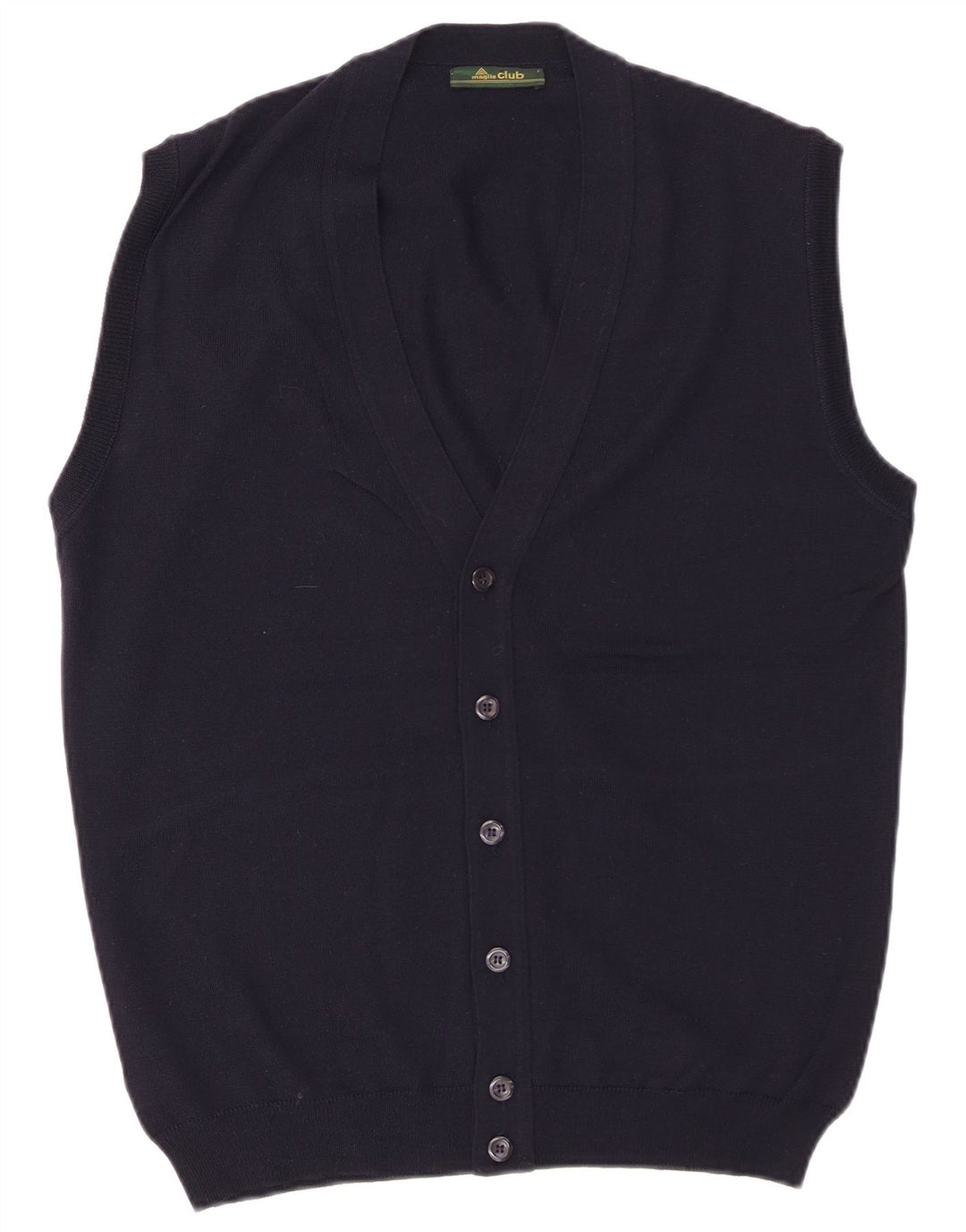 MAGLIA CLUB Ανδρικό αμάνικο πουλόβερ ζακέτα IT 48 Μαλλί μεσαίου μπλε ναυτικού