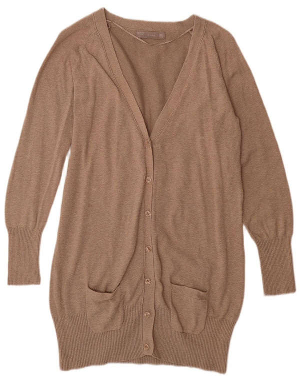 Zara Γυναικεία Ζακέτα Longline UK 14 Μεγάλο Βαμβακερό Μπεζ