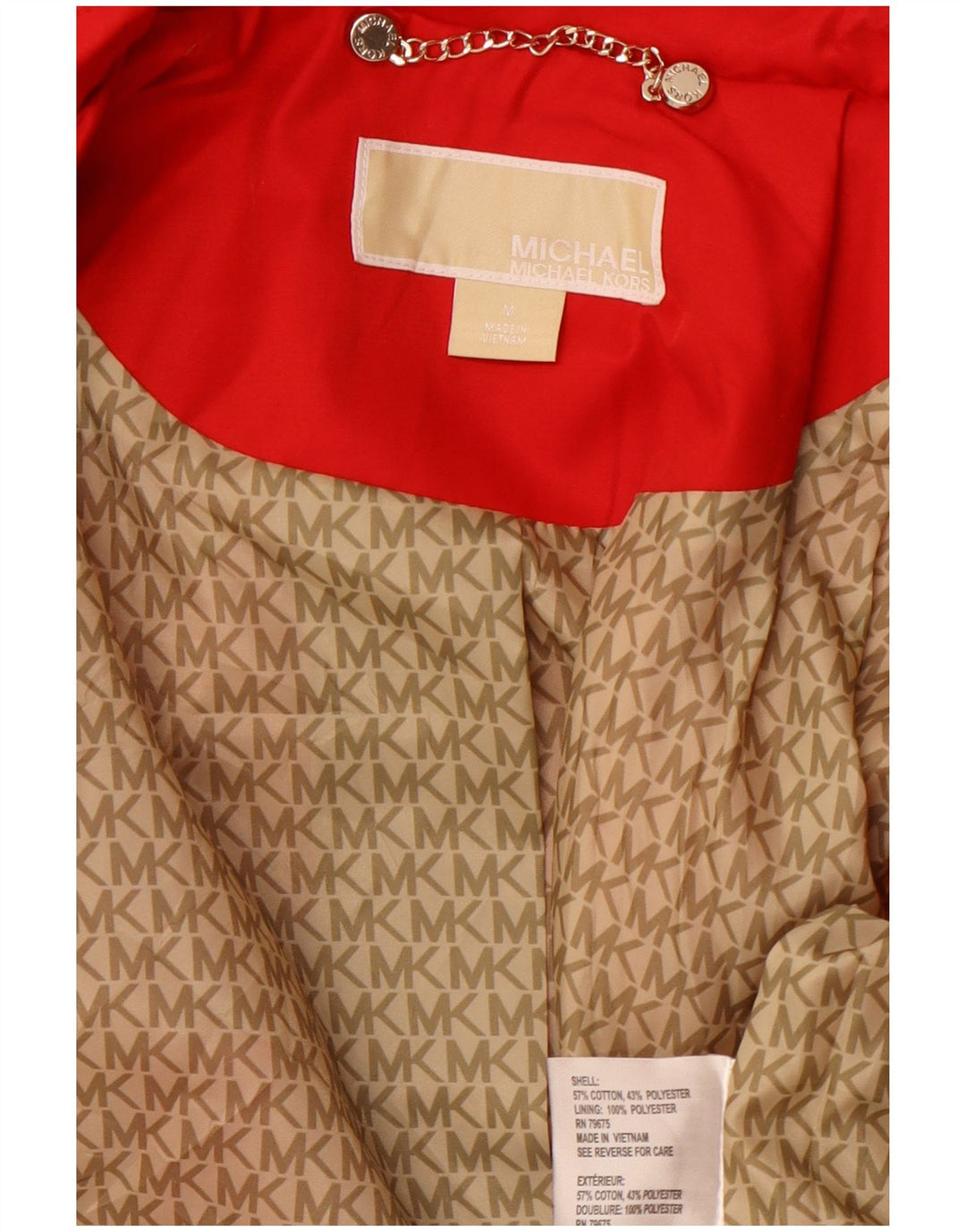 MICHAEL KORS Γυναικεία καμπαρντίνα UK 12 μεσαίο κόκκινο βαμβακερό