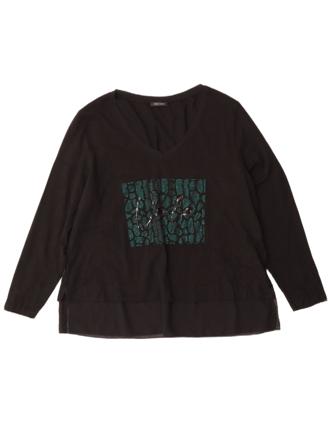 Fiorella Rubino Γυναικείο τοπ μακρυμάνικο UK 14 μεσαίο μαύρο βαμβακερό