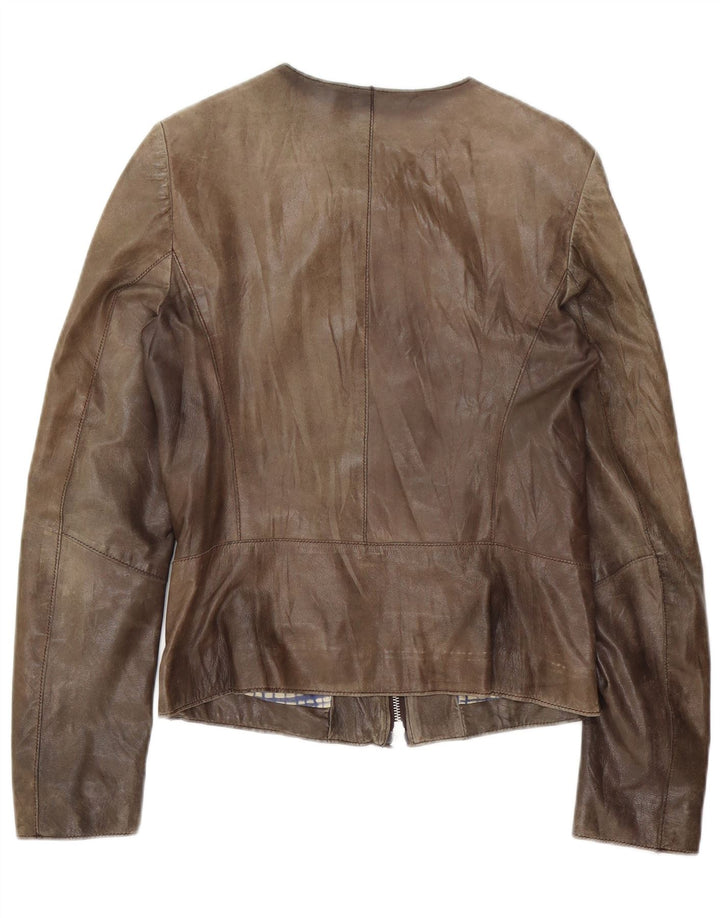 Vintage Γυναικείο Δερμάτινο Μπουφάν UK 10 Small Brown