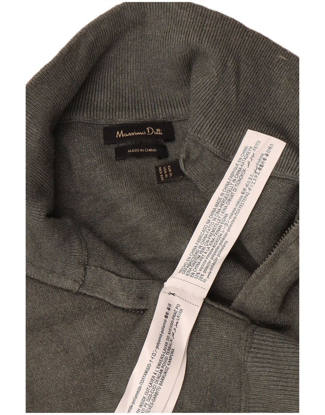 MASSIMO DUTTI Ανδρικό πουλόβερ με φερμουάρ XL γκρι βισκόζη
