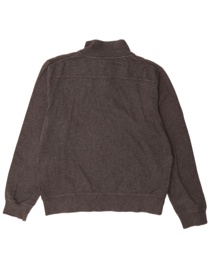 GANT Mens Zip Neck Sweatshirt Jumper Large Grey Cotton