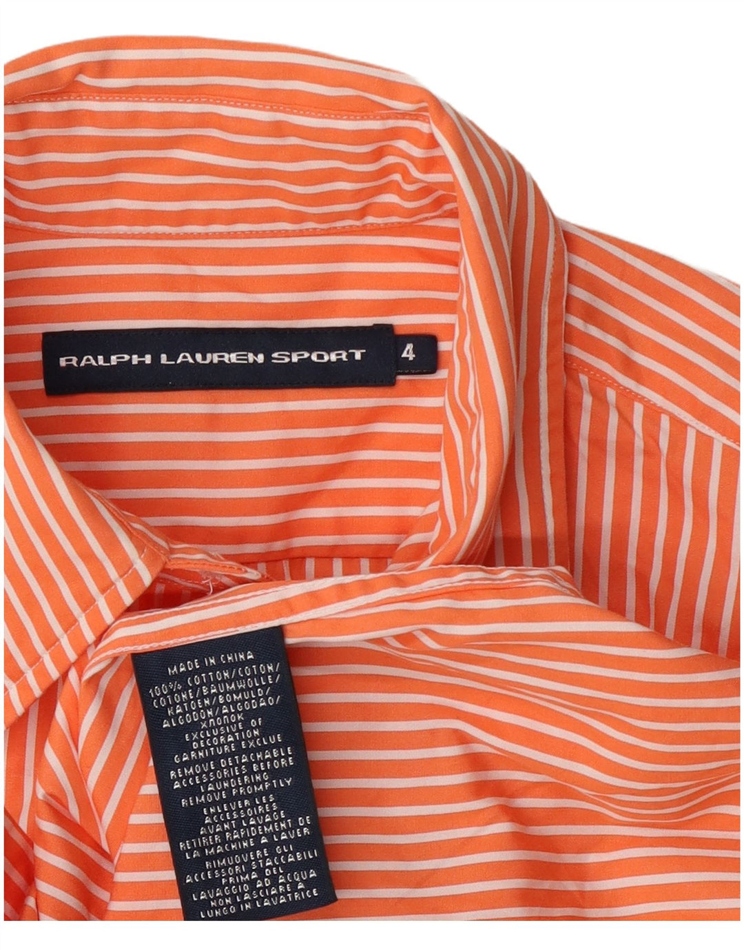 Ralph Lauren Γυναικείο Πουκάμισο US 4 Small πορτοκαλί ριγέ βαμβακερό