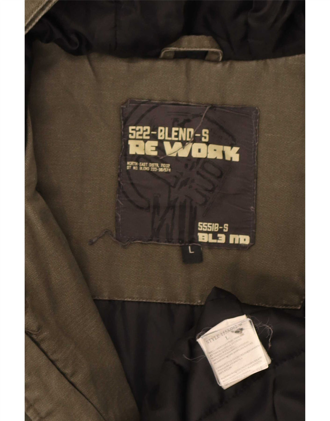 Blend Mens Hooded Parka Jacket UK 40 Large Khaki Cotton