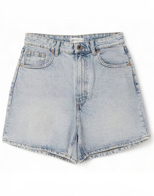 Zara Γυναικείο τζιν σορτς με ψηλόμεσο EU 38 Small W28 Blue