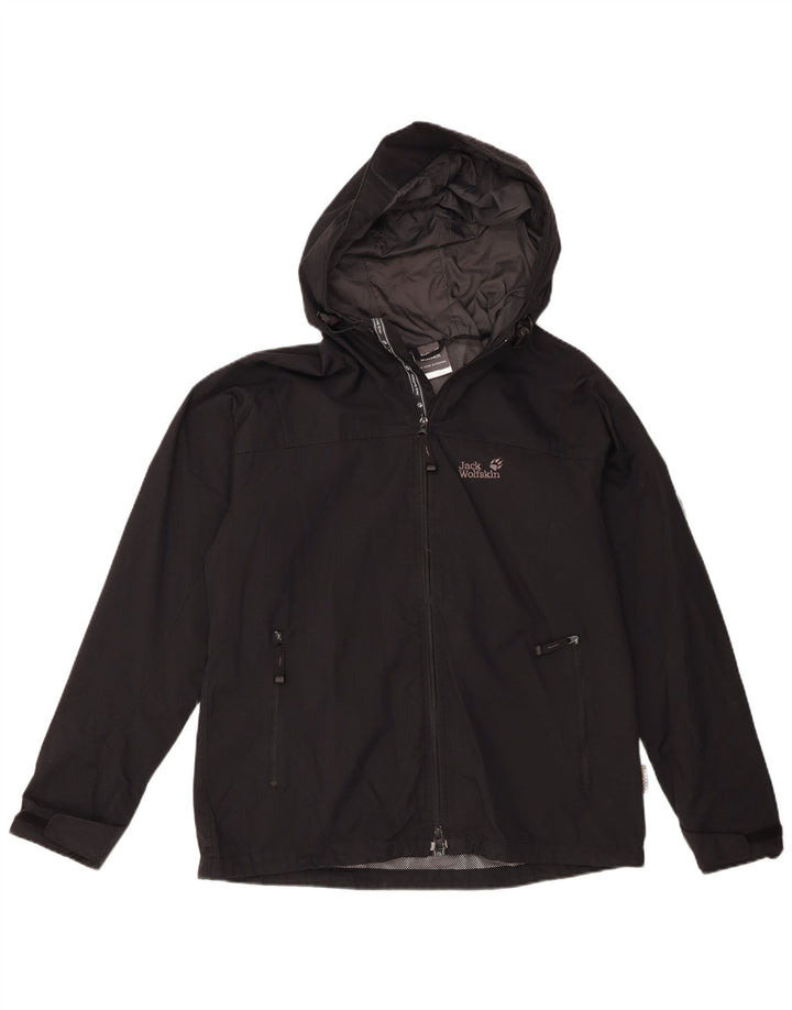 Jack Wolfskin Γυναικείο μπουφάν βροχής με κουκούλα UK 16 Large Black Polyamide