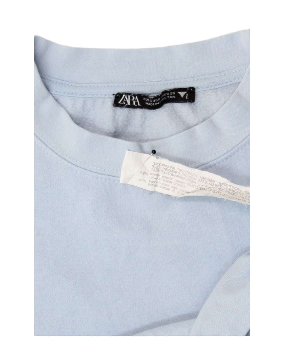 Zara Γυναικεία φούτερ μεγάλης κλίμακας Crop Jumper UK 10 Small Blue Polyester